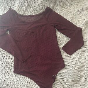 Elegant Burgundy Long Sleeve Women's Top